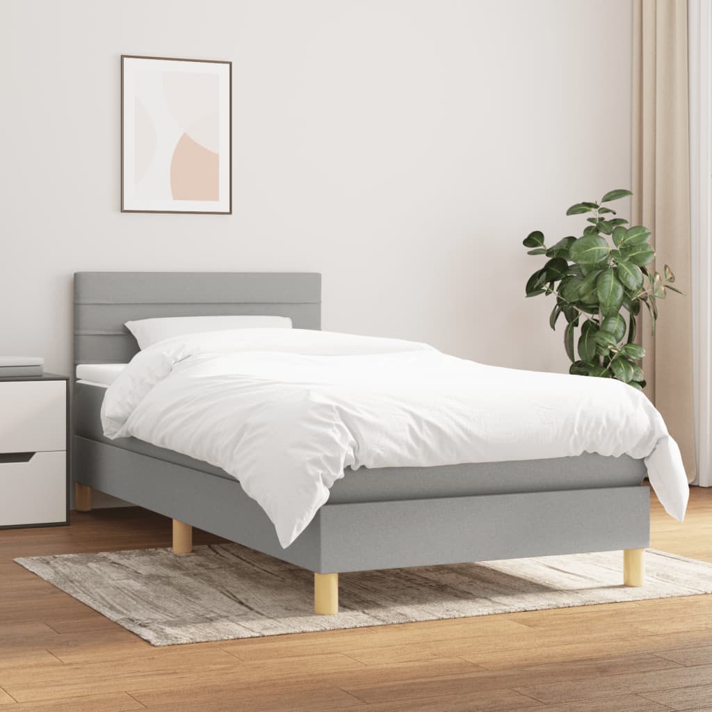 Giroletto a Molle con Materasso Grigio Chiaro100x200 cm Tessuto | homemem39
