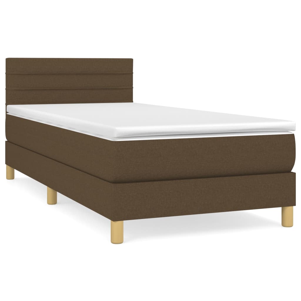 Giroletto a Molle con Materasso Marrone Scuro 100x200cm Tessuto | homemem39