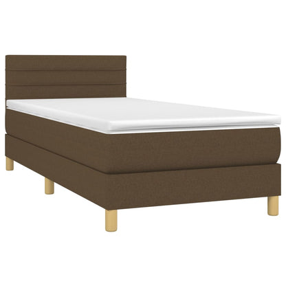 Giroletto a Molle con Materasso Marrone Scuro 100x200cm Tessuto | homemem39