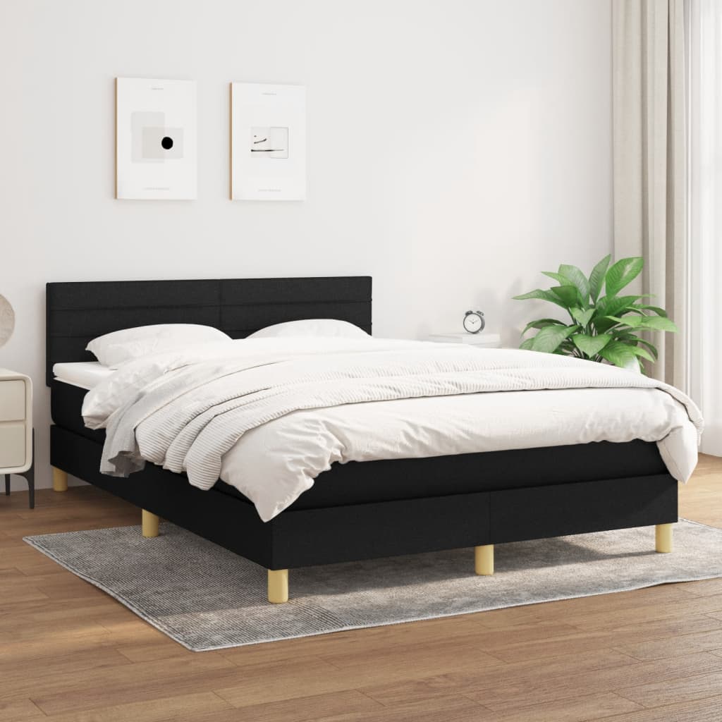 Giroletto a Molle con Materasso Nero 140x200 cm in Tessuto | homemem39