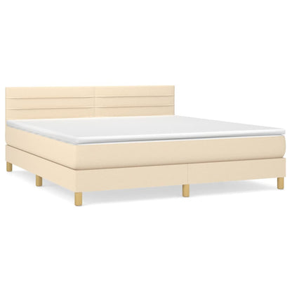 Giroletto a Molle con Materasso Crema 160x200 cm in Tessuto | homemem39