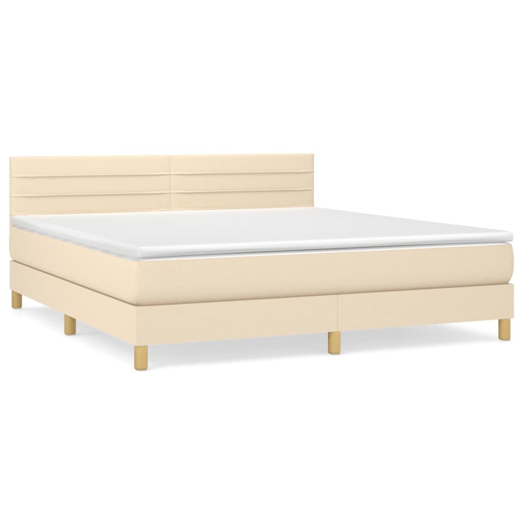 Giroletto a Molle con Materasso Crema 180x200 cm in Tessuto | homemem39