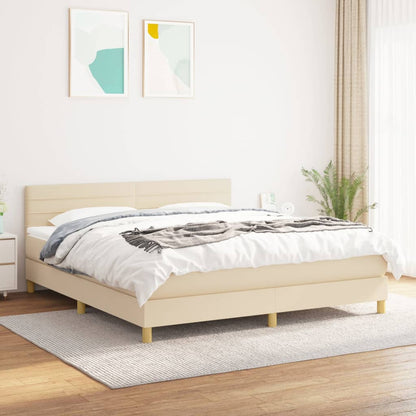 Giroletto a Molle con Materasso Crema 180x200 cm in Tessuto | homemem39