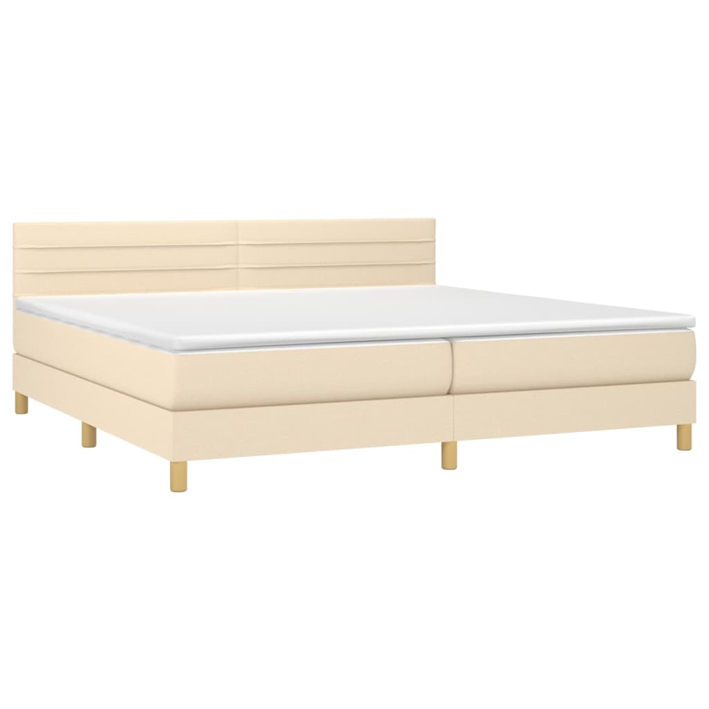 Giroletto a Molle con Materasso Crema 200x200 cm in Tessuto | homemem39