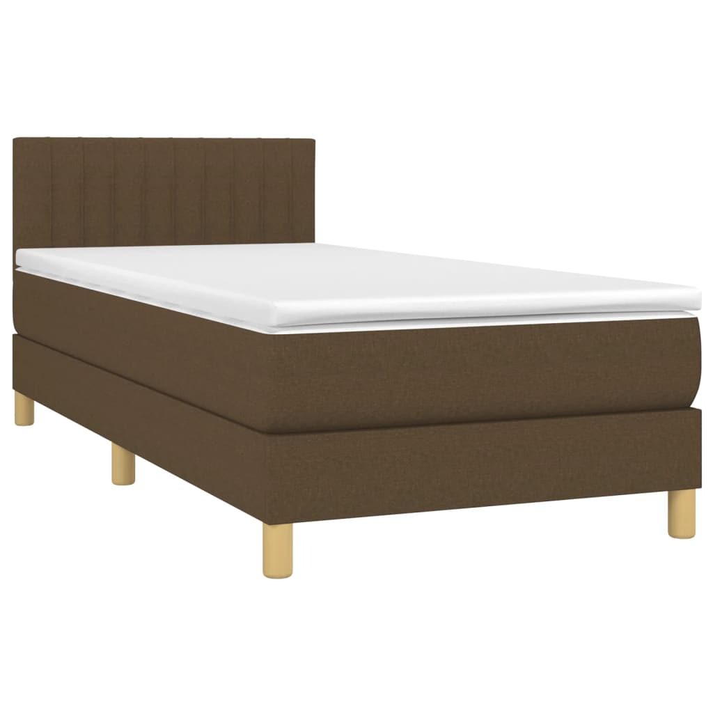 Giroletto a Molle con Materasso Marrone Scuro 100x200cm Tessuto | homemem39