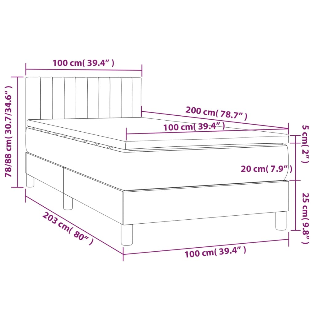 Giroletto a Molle con Materasso Blu 100x200 cm in Tessuto | homemem39