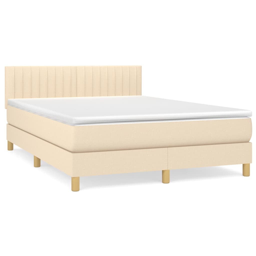 Giroletto a Molle con Materasso Crema 140x19 cm in Tessuto | homemem39