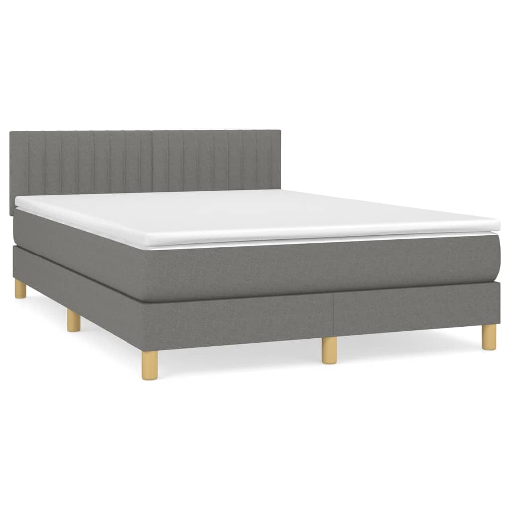 Giroletto a Molle con Materasso Grigio Scuro 140x200cm Tessuto | homemem39
