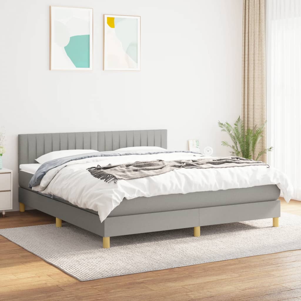 Giroletto a Molle con Materasso Grigio Chiaro160x200 cm Tessuto | homemem39
