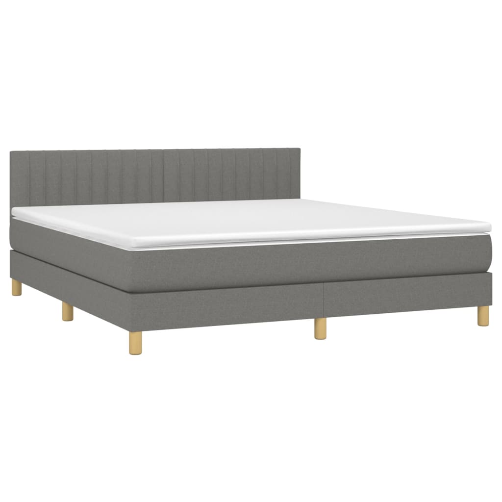 Giroletto a Molle con Materasso Grigio Scuro 160x200 cm Tessuto | homemem39