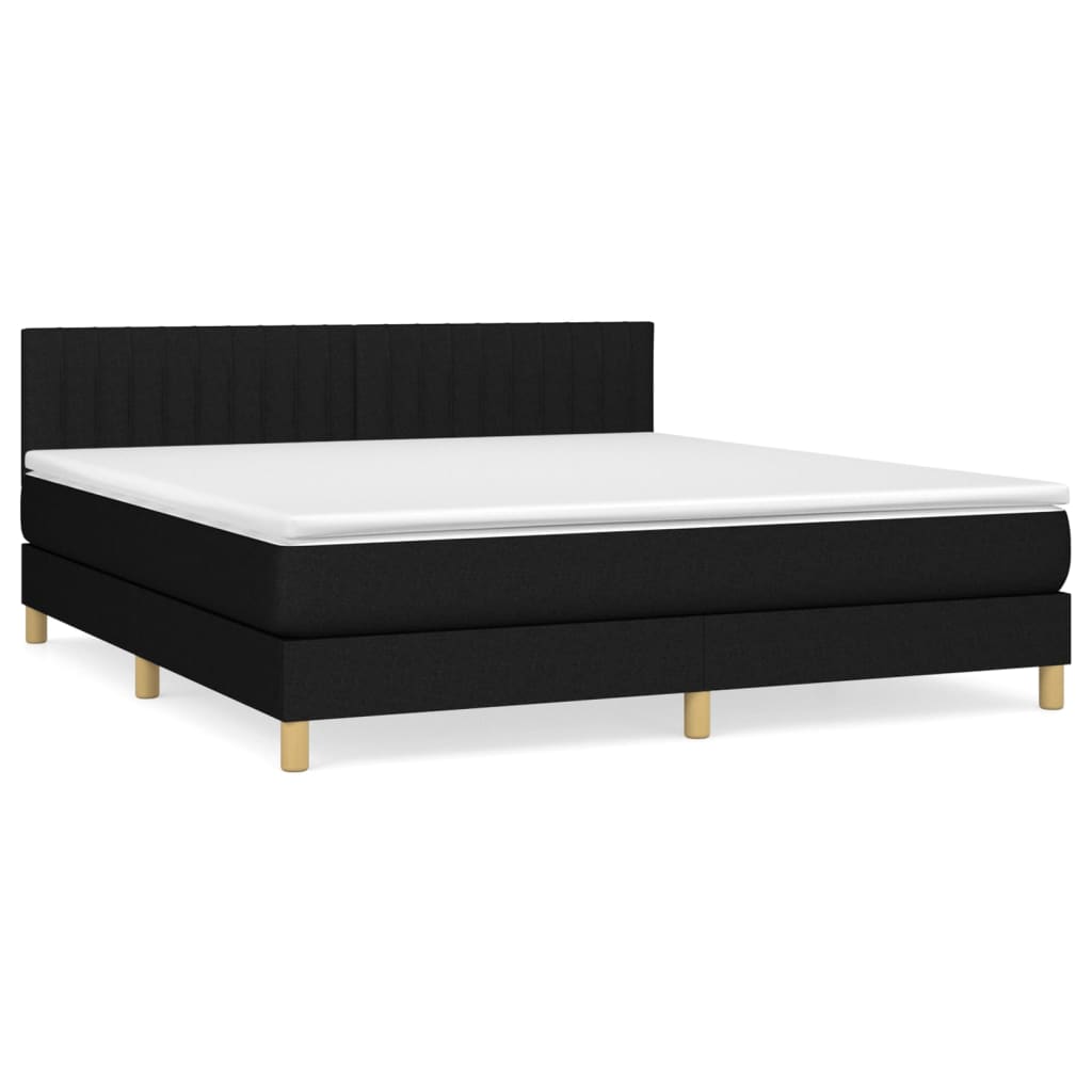 Giroletto a Molle con Materasso Nero 160x200 cm in Tessuto | homemem39