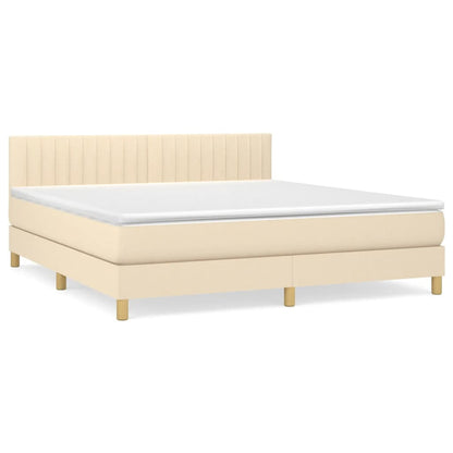 Giroletto a Molle con Materasso Crema 160x200 cm in Tessuto | homemem39