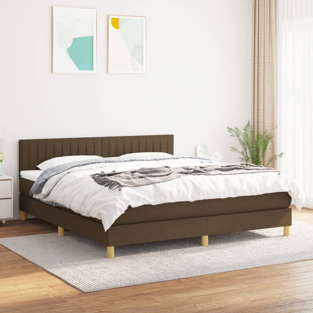 Giroletto a Molle con Materasso Marrone Scuro 180x200cm Tessuto | homemem39