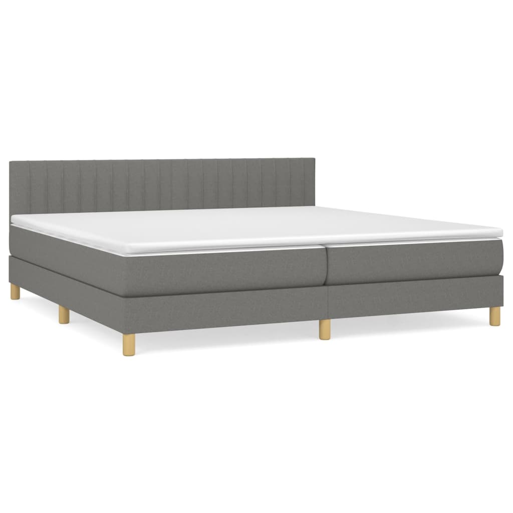 Giroletto a Molle con Materasso Grigio Scuro 200x200 cm Tessuto | homemem39