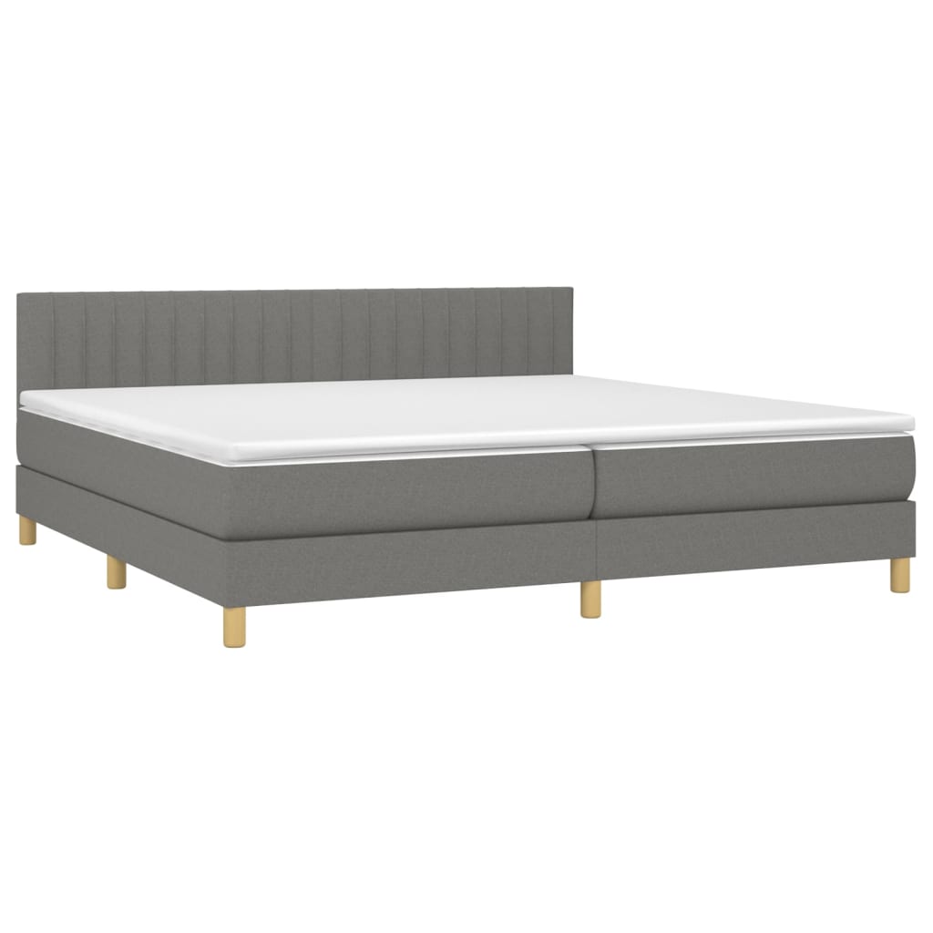 Giroletto a Molle con Materasso Grigio Scuro 200x200 cm Tessuto | homemem39