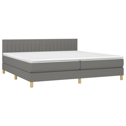 Giroletto a Molle con Materasso Grigio Scuro 200x200 cm Tessuto | homemem39