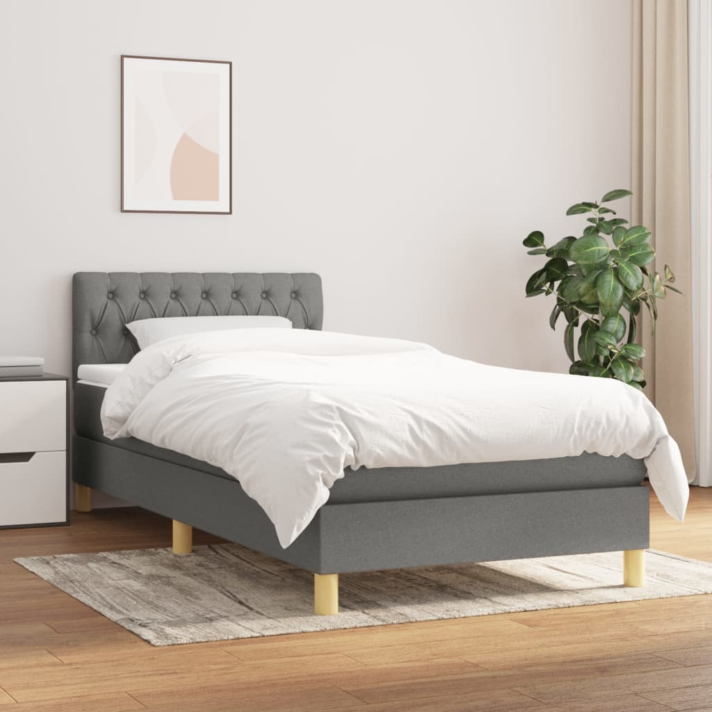 Giroletto a Molle con Materasso Grigio Scuro 80x200 cm Tessuto | homemem39