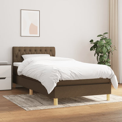 Giroletto a Molle con Materasso Marrone Scuro 90x190cm Tessuto | homemem39