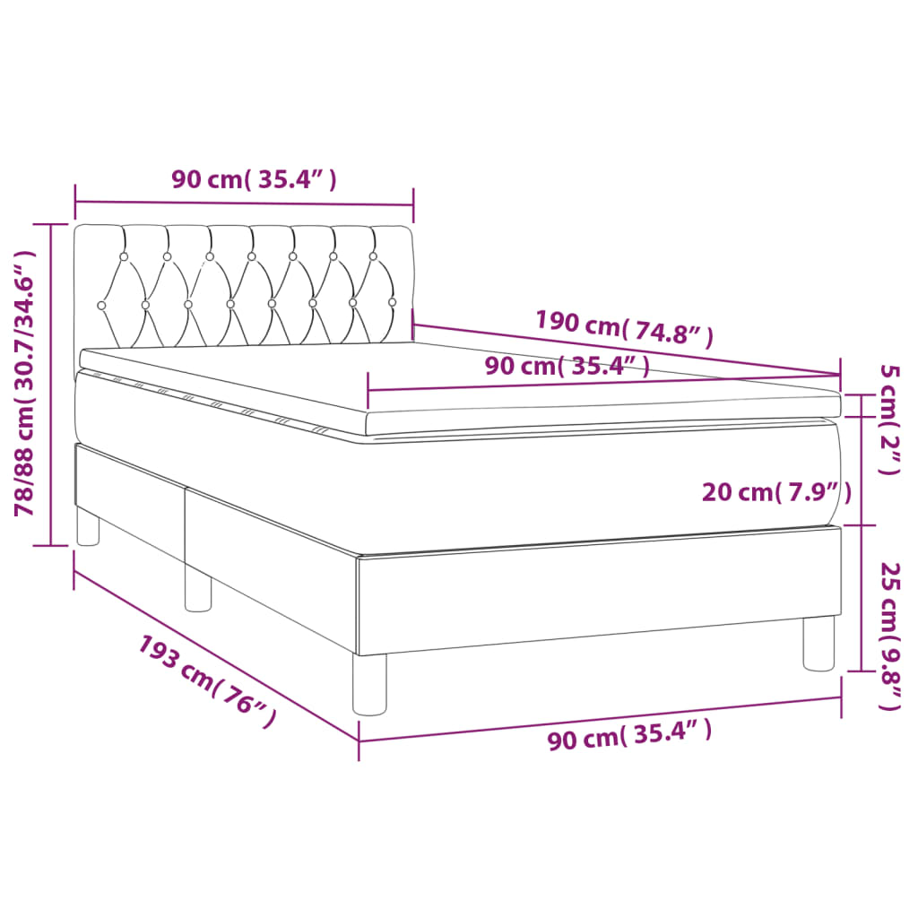 Giroletto a Molle con Materasso Blu 90x190 cm in Tessuto | homemem39