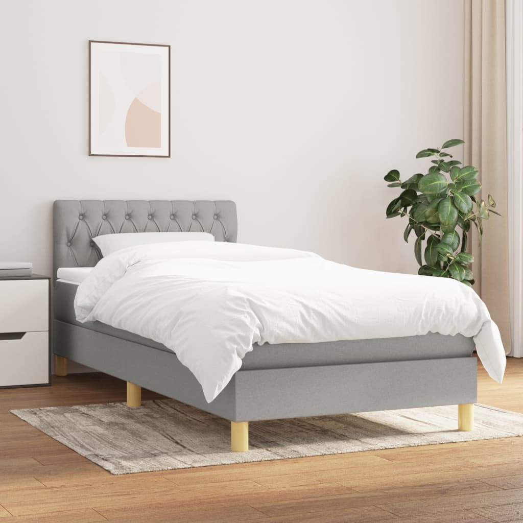 Giroletto a Molle con Materasso Grigio Chiaro 90x200 cm Tessuto | homemem39