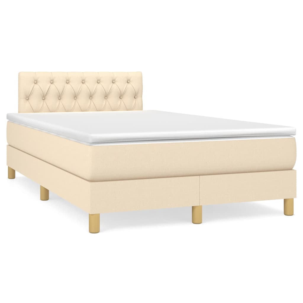 Giroletto a Molle con Materasso Crema 120x200 cm in Tessuto | homemem39