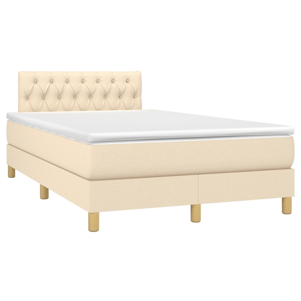 Giroletto a Molle con Materasso Crema 120x200 cm in Tessuto | homemem39