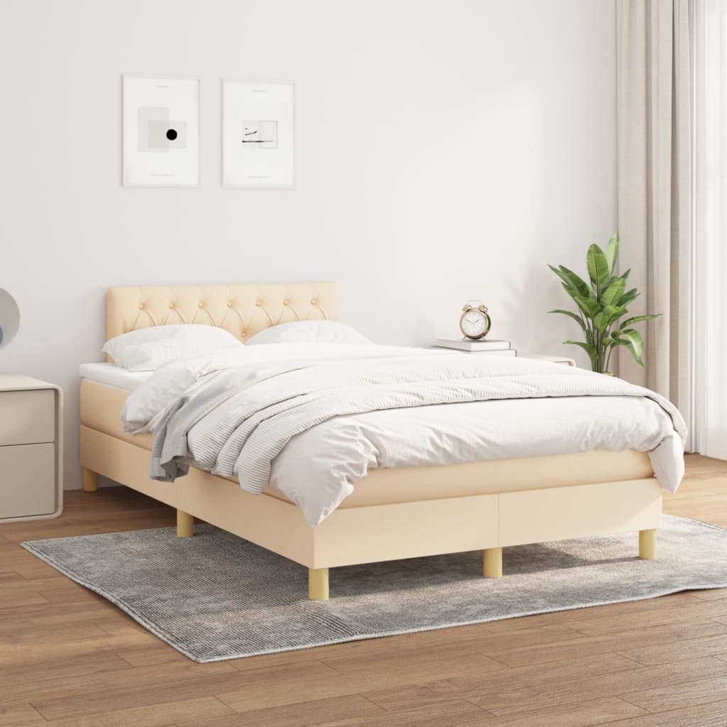 Giroletto a Molle con Materasso Crema 120x200 cm in Tessuto | homemem39