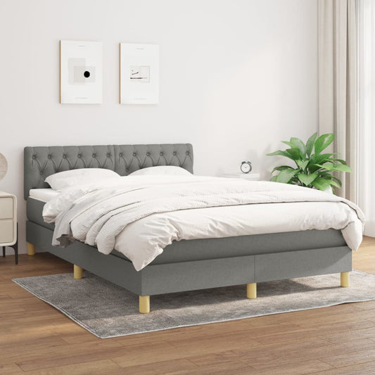 Giroletto a Molle con Materasso Grigio Scuro 140x190 cm Tessuto | homemem39