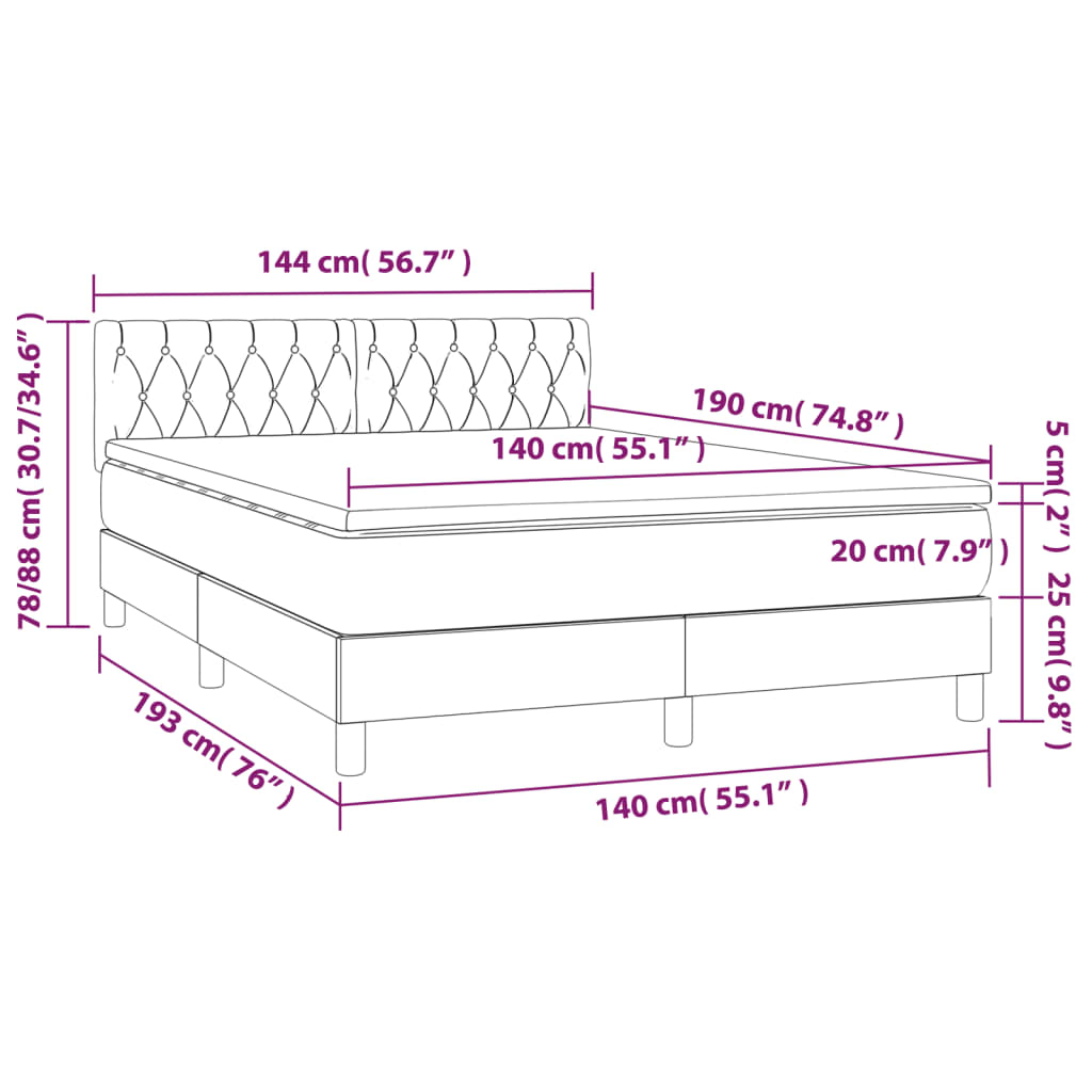 Giroletto a Molle con Materasso Tortora 140x190 cm in Tessuto | homemem39