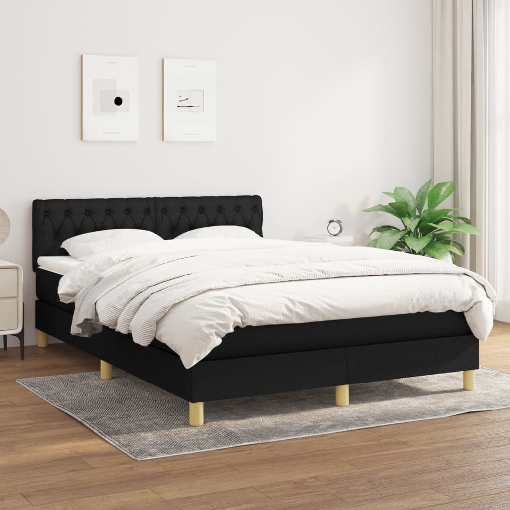 Giroletto a Molle con Materasso Nero 140x200 cm in Tessuto | homemem39