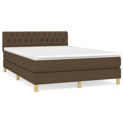Giroletto a Molle con Materasso Marrone Scuro 140x200cm Tessuto | homemem39