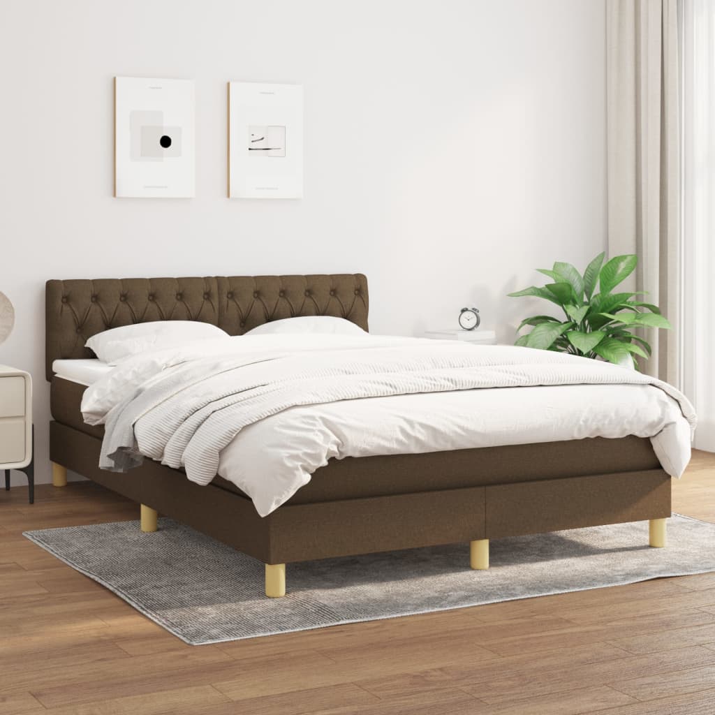 Giroletto a Molle con Materasso Marrone Scuro 140x200cm Tessuto | homemem39