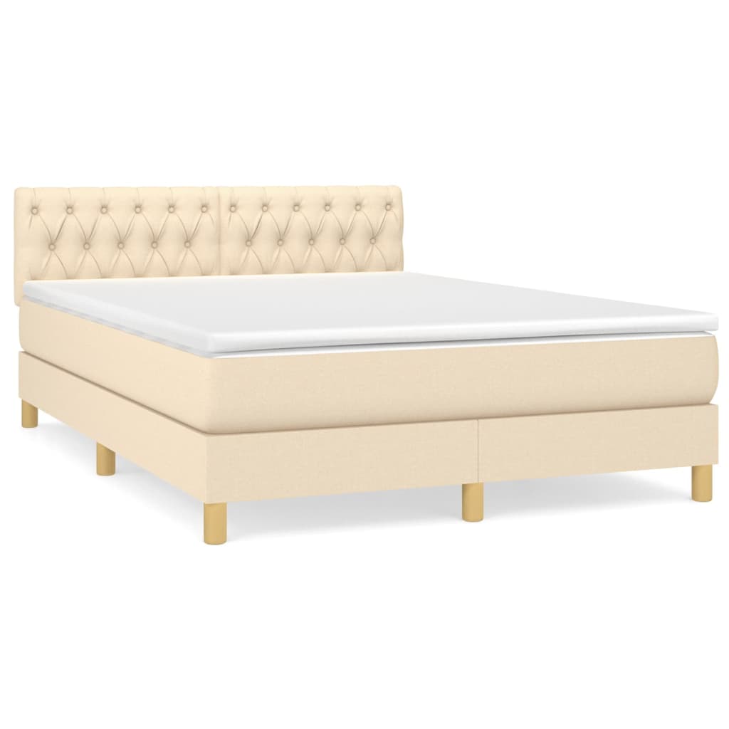 Giroletto a Molle con Materasso Crema 140x200 cm in Tessuto | homemem39