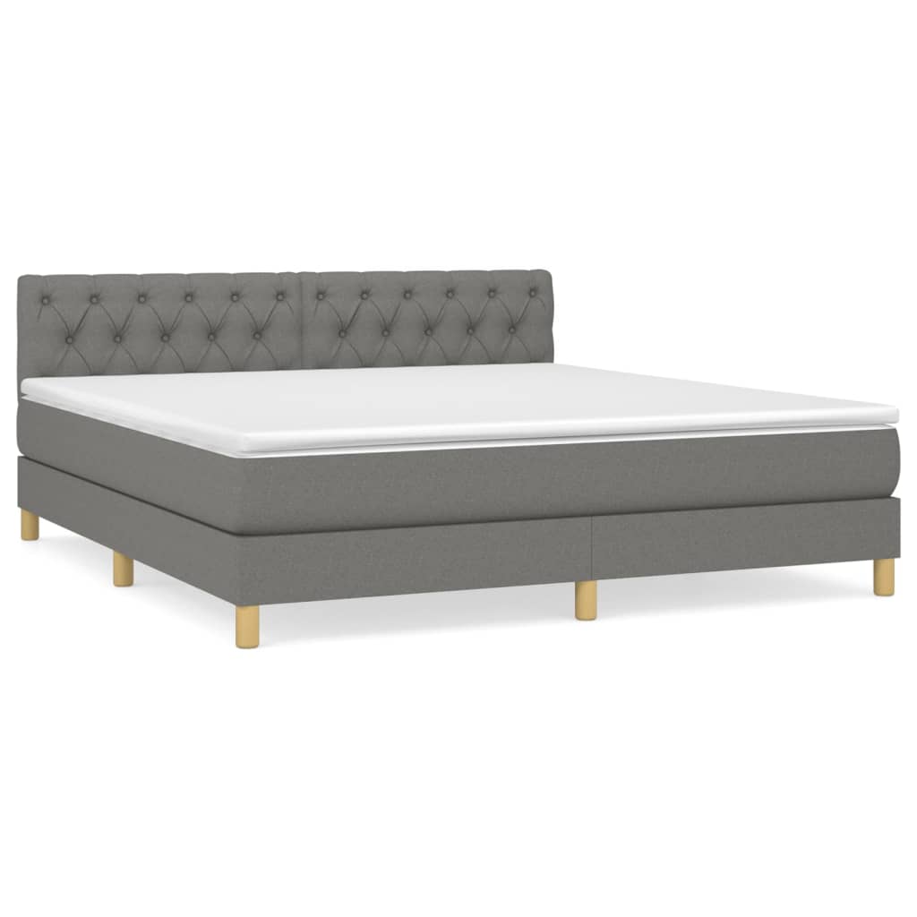 Giroletto a Molle con Materasso Grigio Scuro 160x200 cm Tessuto | homemem39