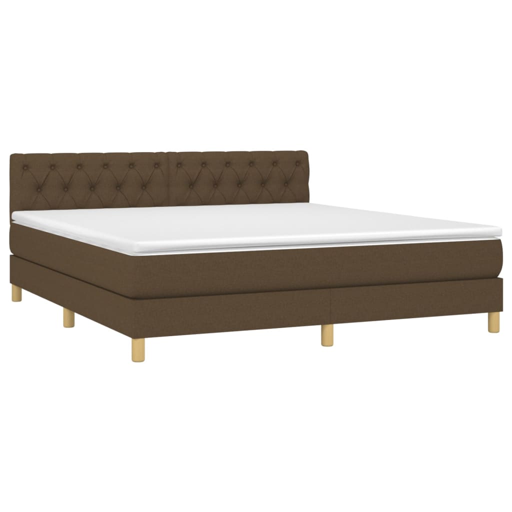 Giroletto a Molle con Materasso Marrone Scuro 160x200cm Tessuto | homemem39