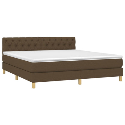 Giroletto a Molle con Materasso Marrone Scuro 160x200cm Tessuto | homemem39