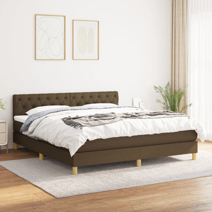 Giroletto a Molle con Materasso Marrone Scuro 160x200cm Tessuto | homemem39