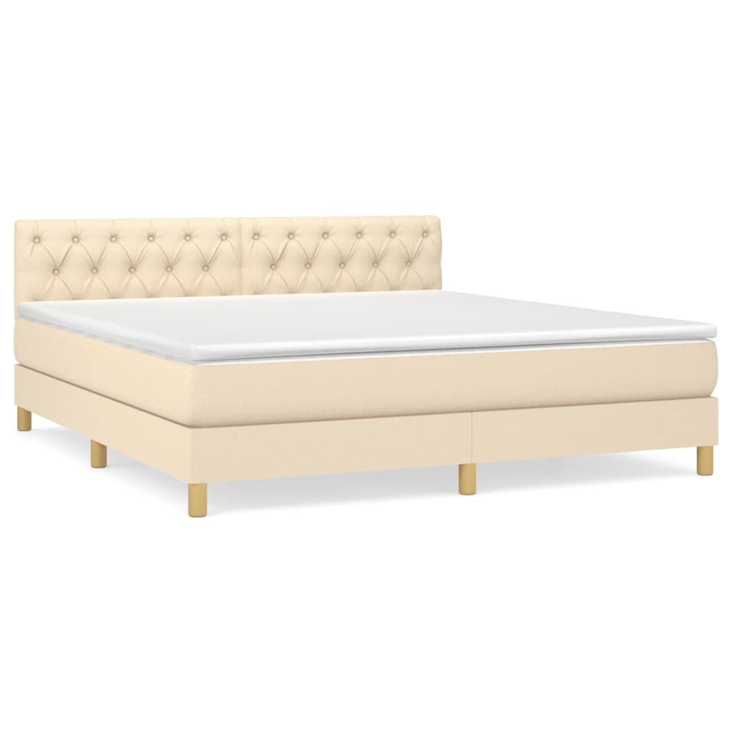 Giroletto a Molle con Materasso Crema 160x200 cm in Tessuto