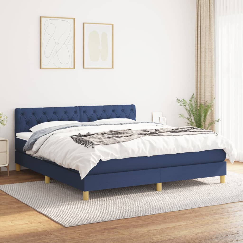 Giroletto a Molle con Materasso Blu 160x200 cm in Tessuto | homemem39