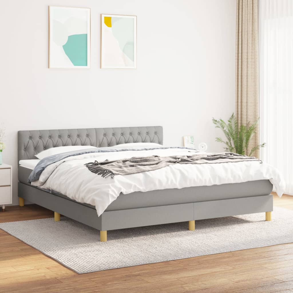 Giroletto a Molle con Materasso Grigio Chiaro180x200 cm Tessuto | homemem39