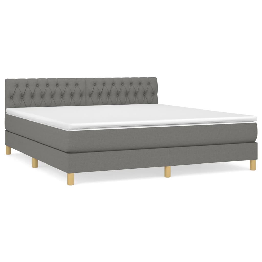 Giroletto a Molle con Materasso Grigio Scuro 180x200 cm Tessuto | homemem39