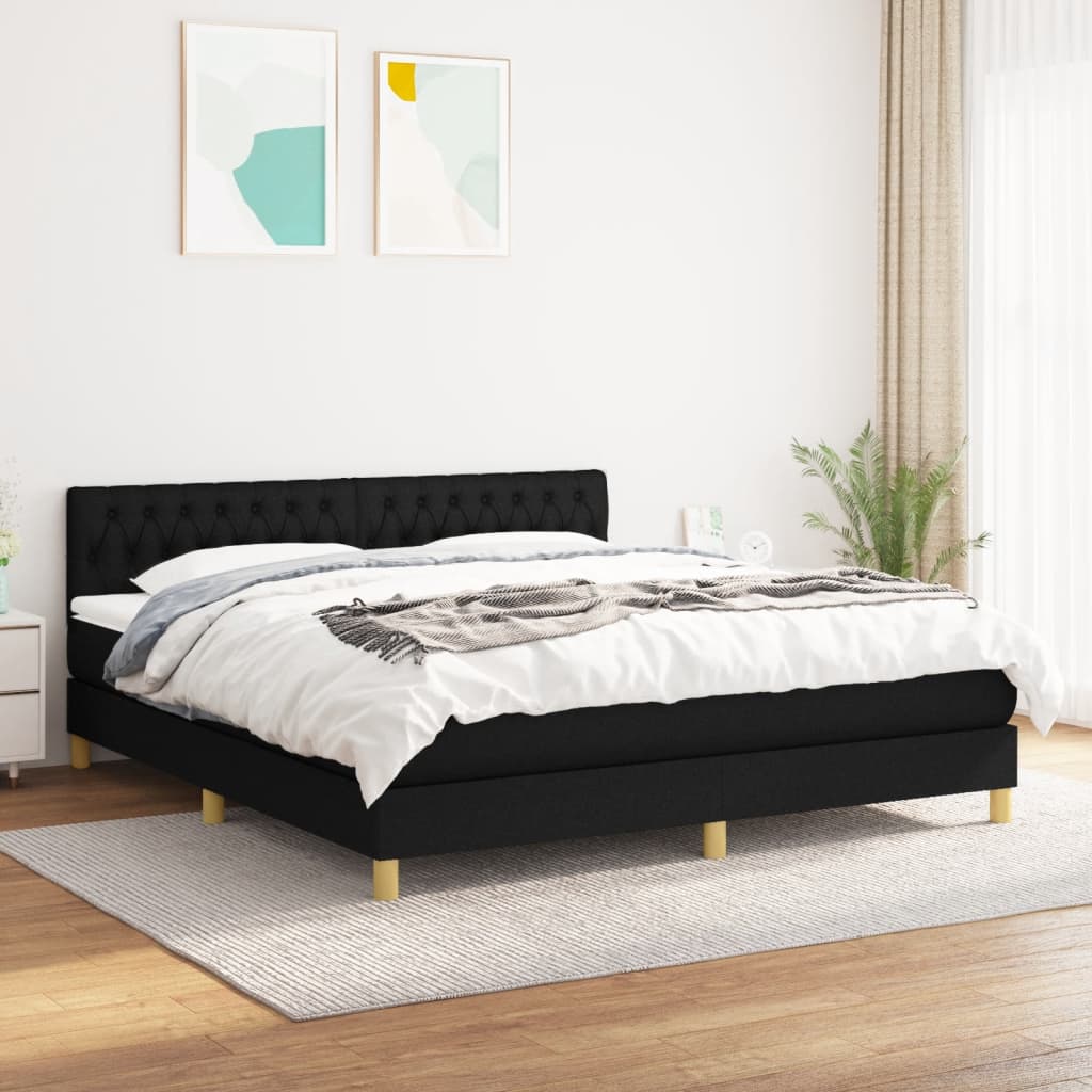 Giroletto a Molle con Materasso Nero 180x200 cm in Tessuto | homemem39