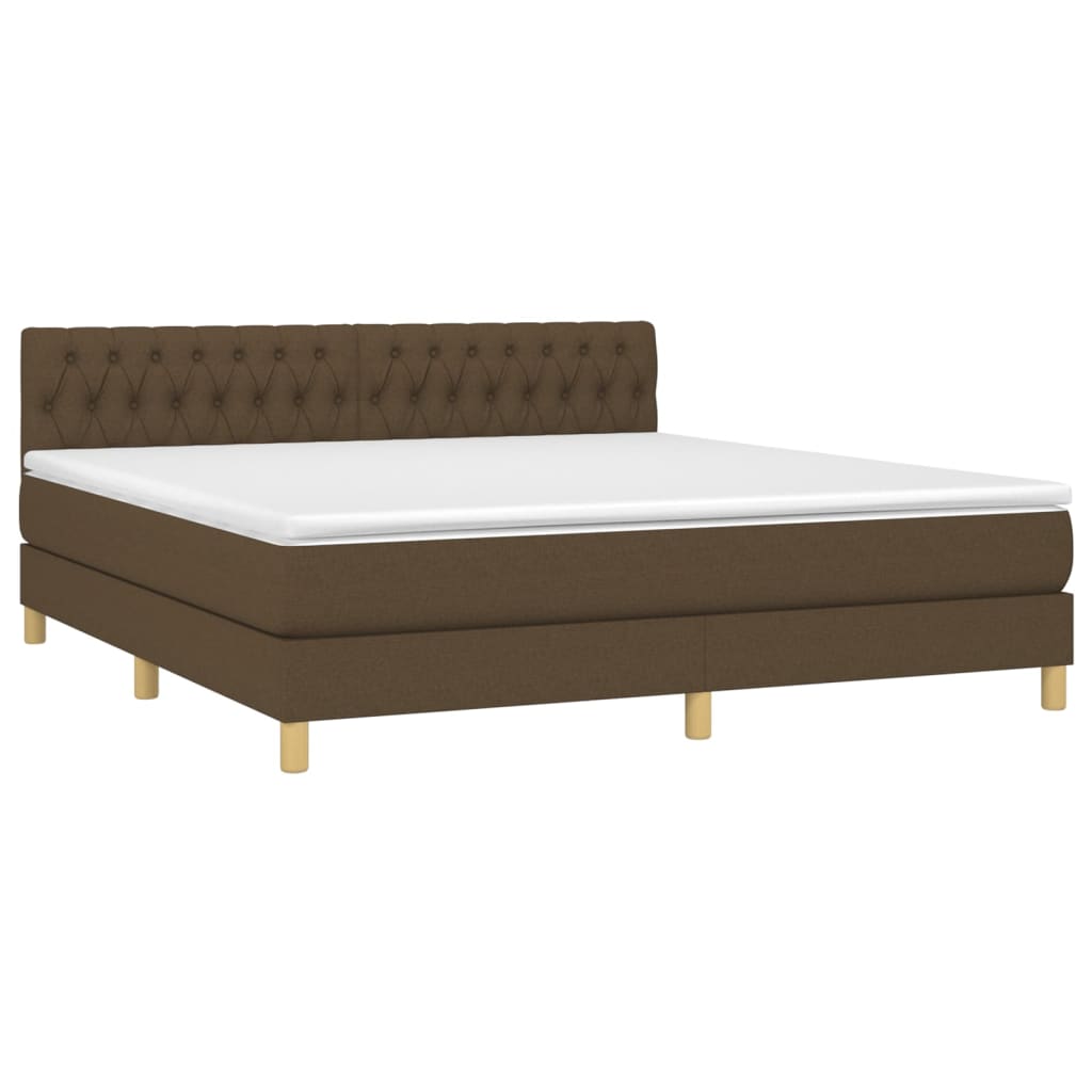 Giroletto a Molle con Materasso Marrone Scuro 180x200cm Tessuto | homemem39