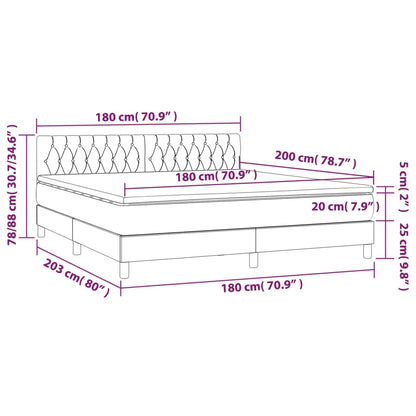 Giroletto a Molle con Materasso Marrone Scuro 180x200cm Tessuto | homemem39
