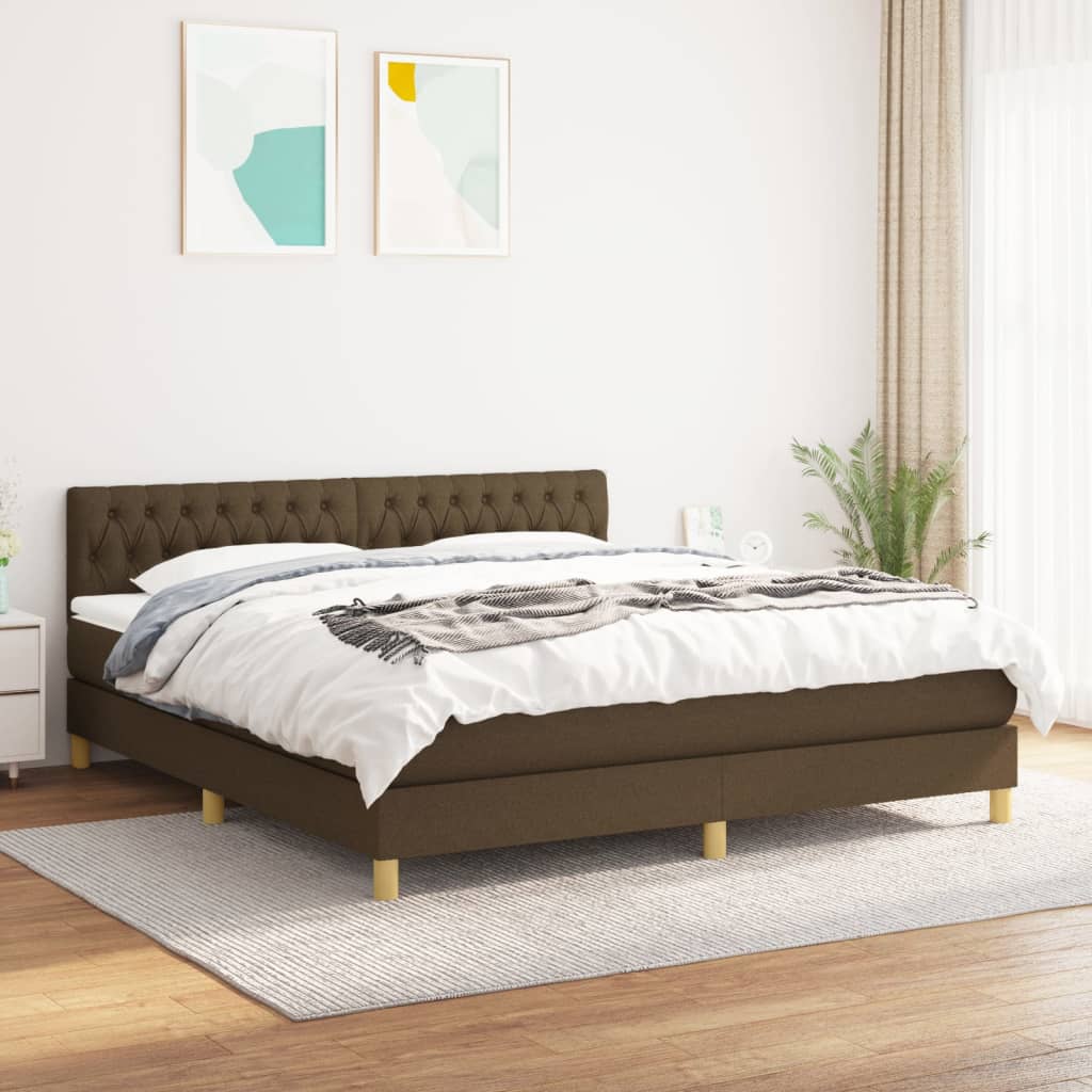 Giroletto a Molle con Materasso Marrone Scuro 180x200cm Tessuto | homemem39