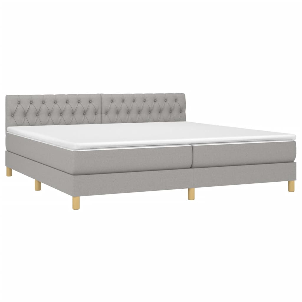 Giroletto a Molle con Materasso Grigio Chiaro 200x200cm Tessuto | homemem39
