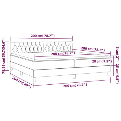 Giroletto a Molle con Materasso Grigio Chiaro 200x200cm Tessuto | homemem39