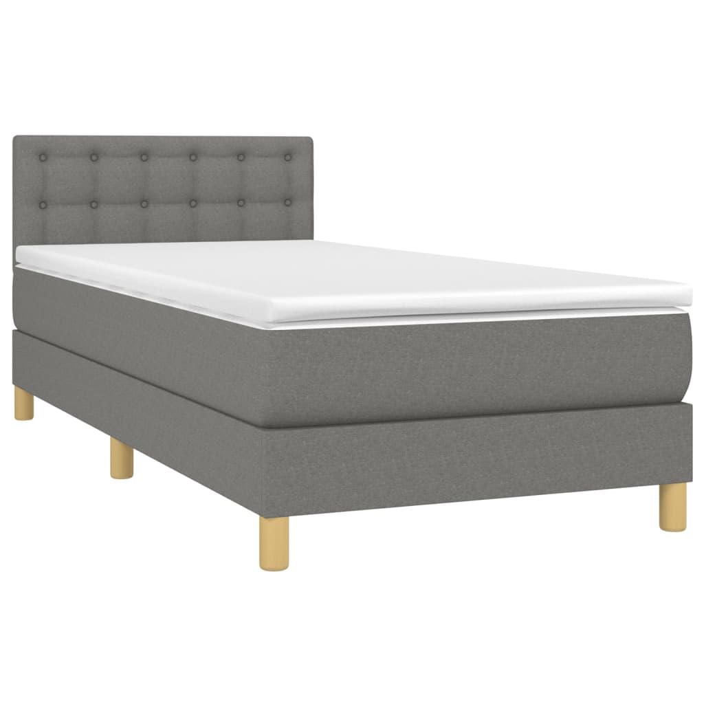 Giroletto a Molle con Materasso Grigio Scuro 80x200 cm Tessuto | homemem39