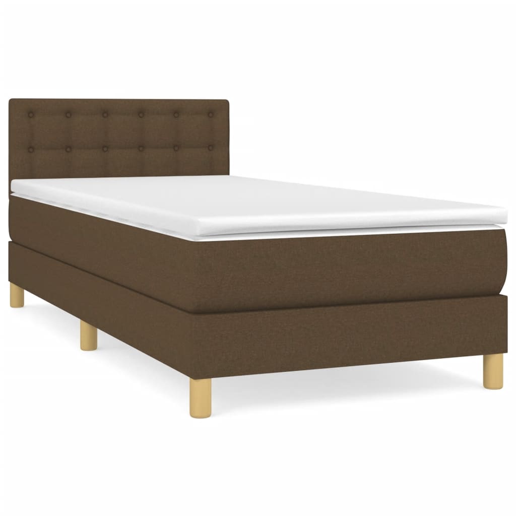Giroletto a Molle con Materasso Marrone Scuro 90x190cm Tessuto | homemem39