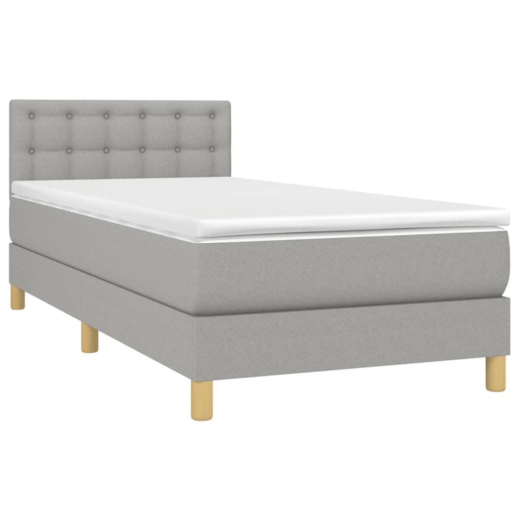 Giroletto a Molle con Materasso Grigio Chiaro 90x200 cm Tessuto | homemem39